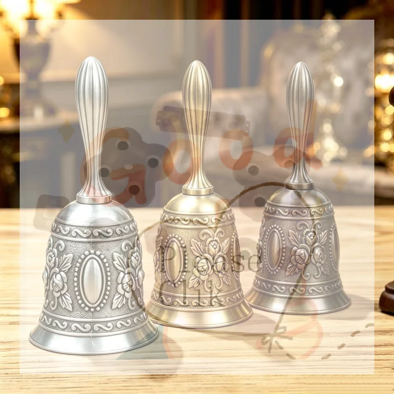 【HG】1Pcs Non Slip Decorative Bell Call Bell Antique Hand Bell For Christmas Events Weddings Restaurants Retro Metal Bell