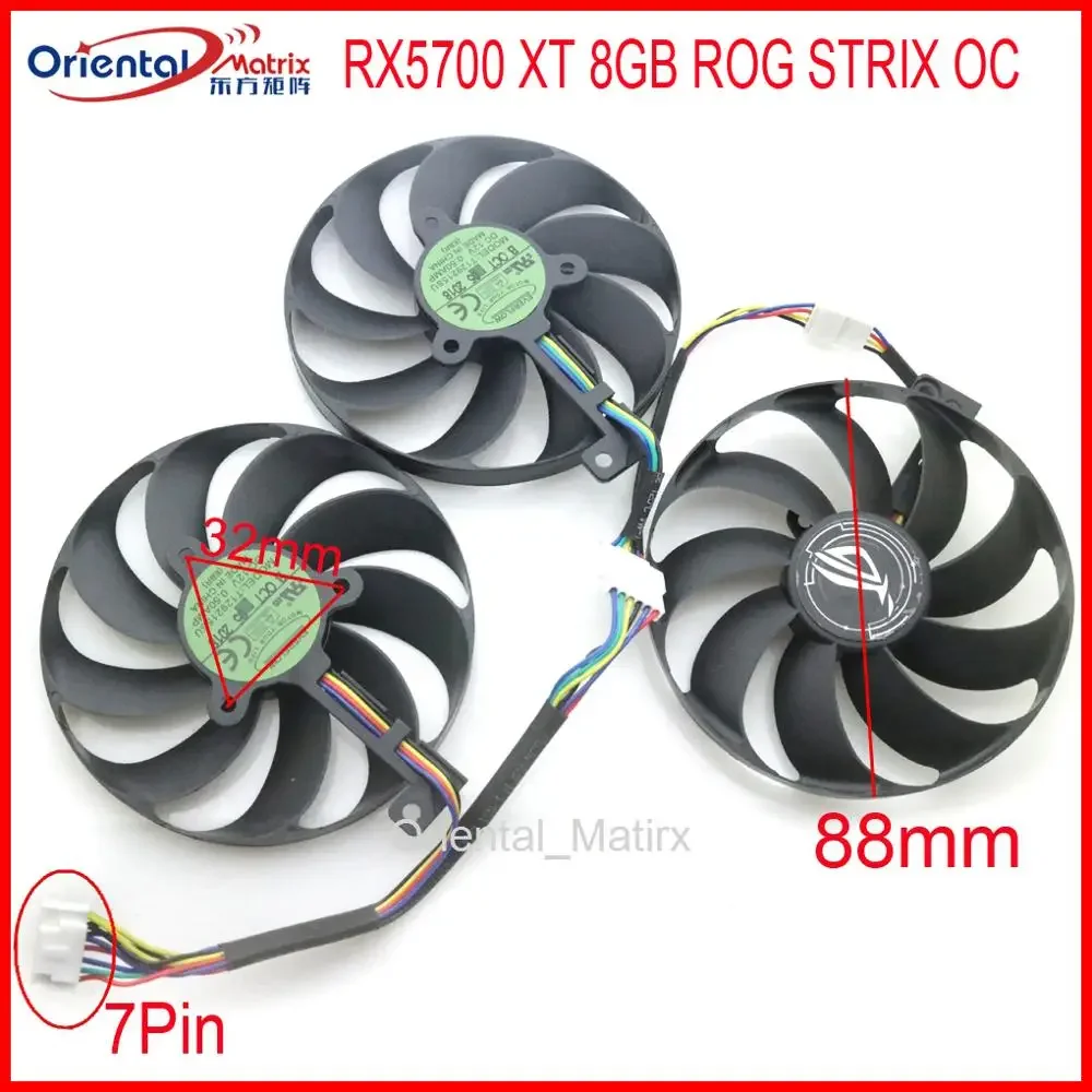 3pcs/lot T129215SU 12V 0.5A 88mm For ASUS RX5700 RX5700 XT 8GB ROG STRIX OC Graphics Card Cooling Fan
