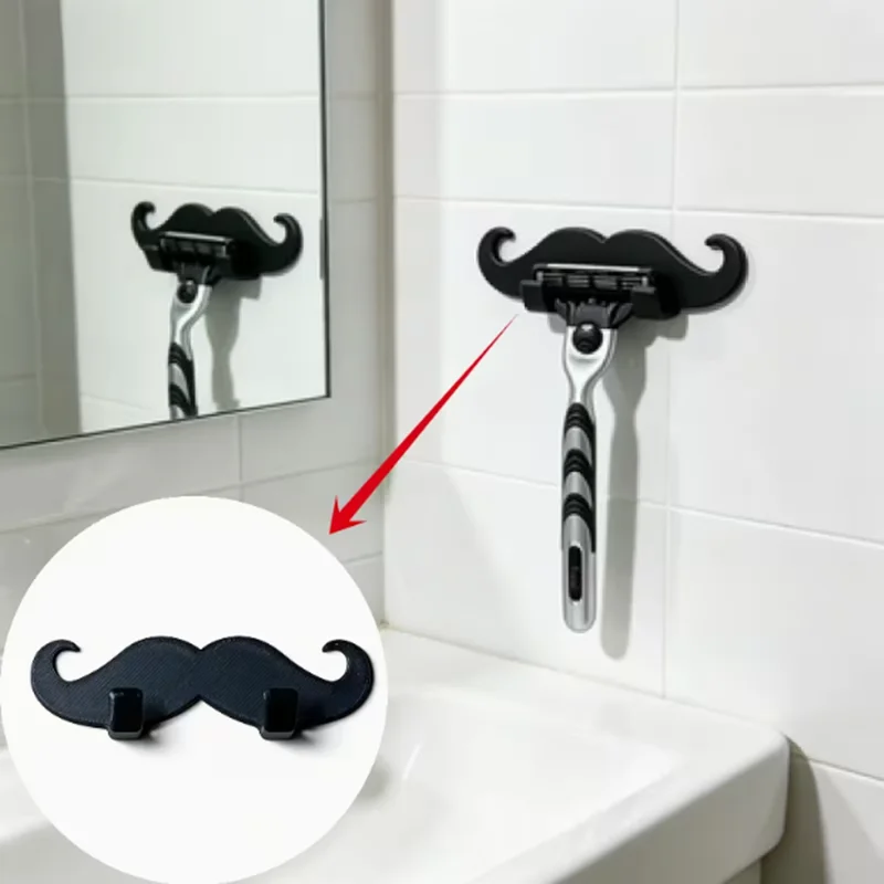 Creative wall-mounted shaving kit holder. Bathroom wall-mounted shaving kit storage hook. Fun storage rack for the bathroom