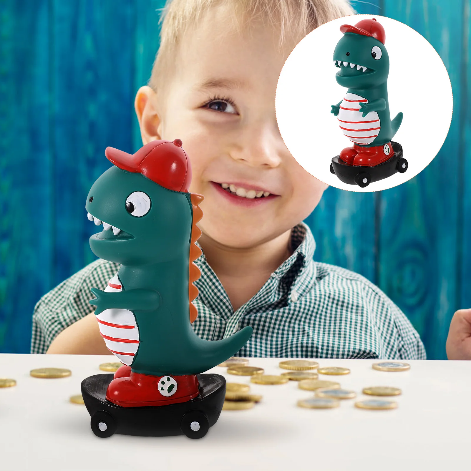 

Cute Dinosaur Piggy Bank Vinyl Coin Container Desktop Money Pot Decorative Saving Pot for Girls Birthday Christmas Gift