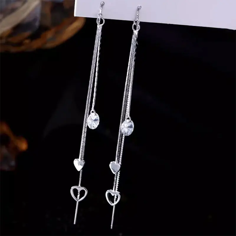 Pendientes de plata de ley 925 originales con corazones para mujer, exquisitos accesorios de joyería para novia, regalo de moda para boda