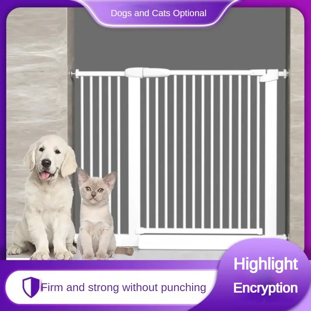 Pet Safety Gate, Retractable, Encrypted Gap, Reinforced Material, Hole-less Installation, Bi-directional Door Opening