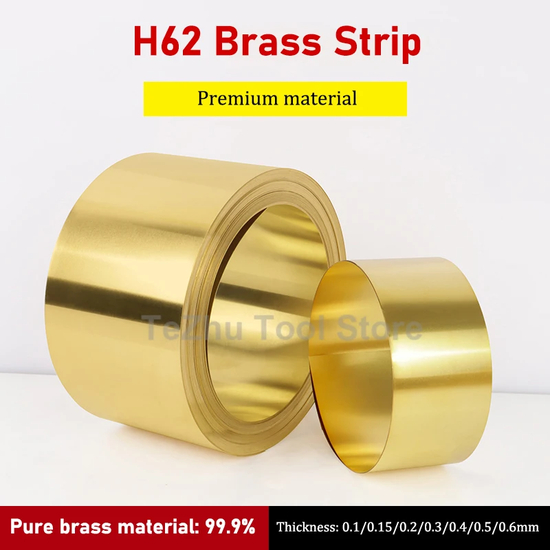 1pc H62 Brass Strip Brass Metal Sheet Brass Skin Brass Foil Thin Copper Plate Thickness 0.1/0.15/0.2/0.3/0.4/0.5/0.6mm