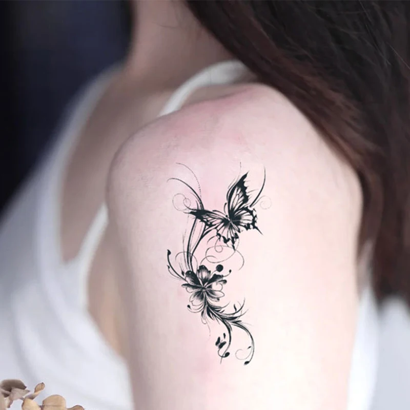 1 Sheet Waterproof Temporary Tattoo Sticker 3D Butterfly Herbal Fake Tattoo Transfer Tatoo Leg Arm Hand Foot For Women Body Art