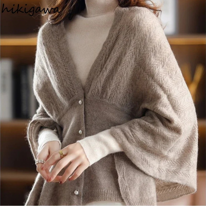 Solid Color Cardigan Women's Clothing Fashion Shawl Multifunctional Warm Scarf Cape Sueter Mujer Knitted Tunic Sweater Tops