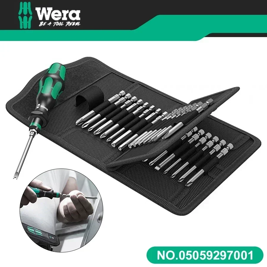 

Genuine WERA 05059297001 33 PCS Screwdriver Set Kraftform Kompakt 62 Multi Size with 89mm Long Bits with Tool Bag bit set