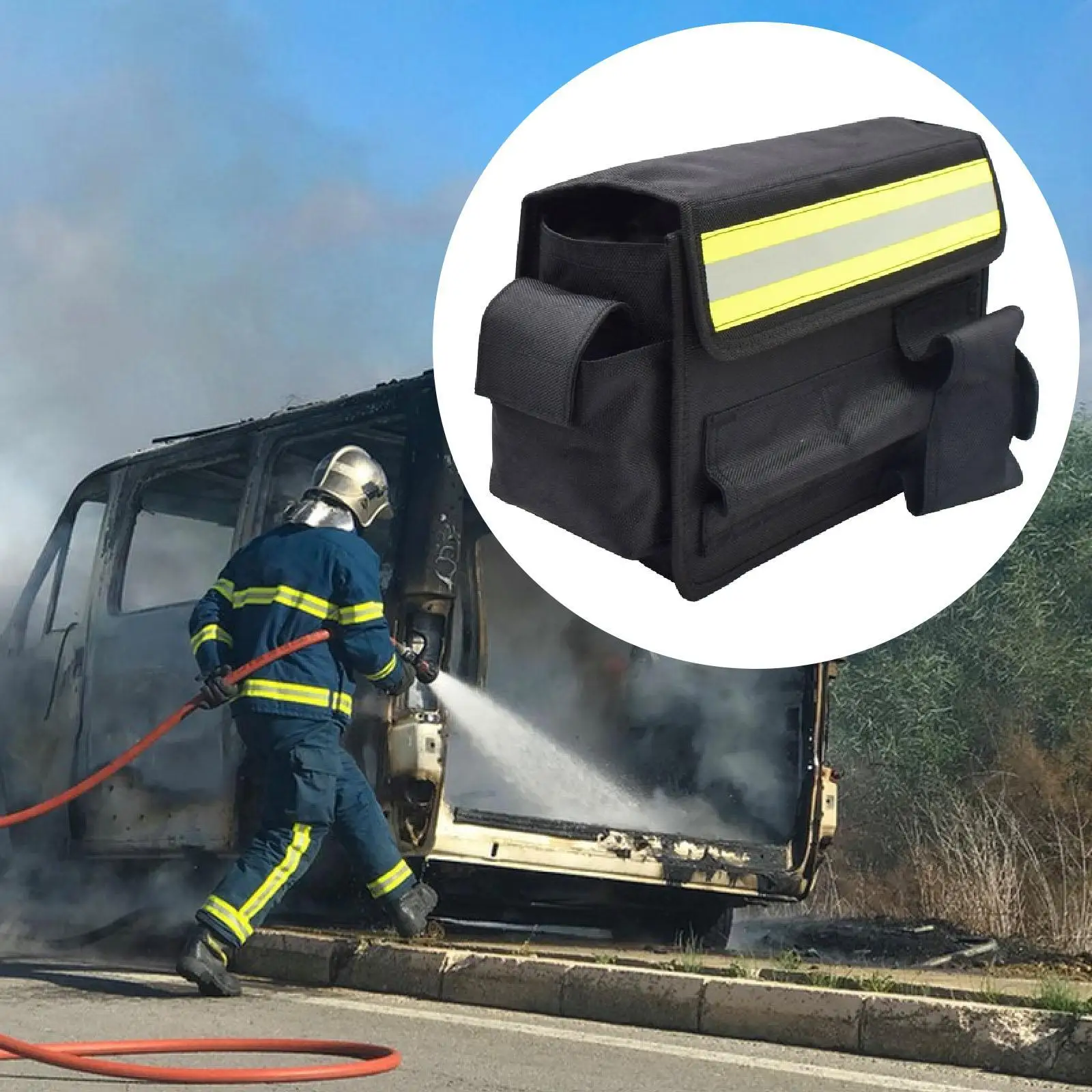 

Firefighter Waist Bag Oxford Cloth Sturdy with Reflective Strips Waterproof Premium Versatile Fanny Pack Tool Bag Waist Pack