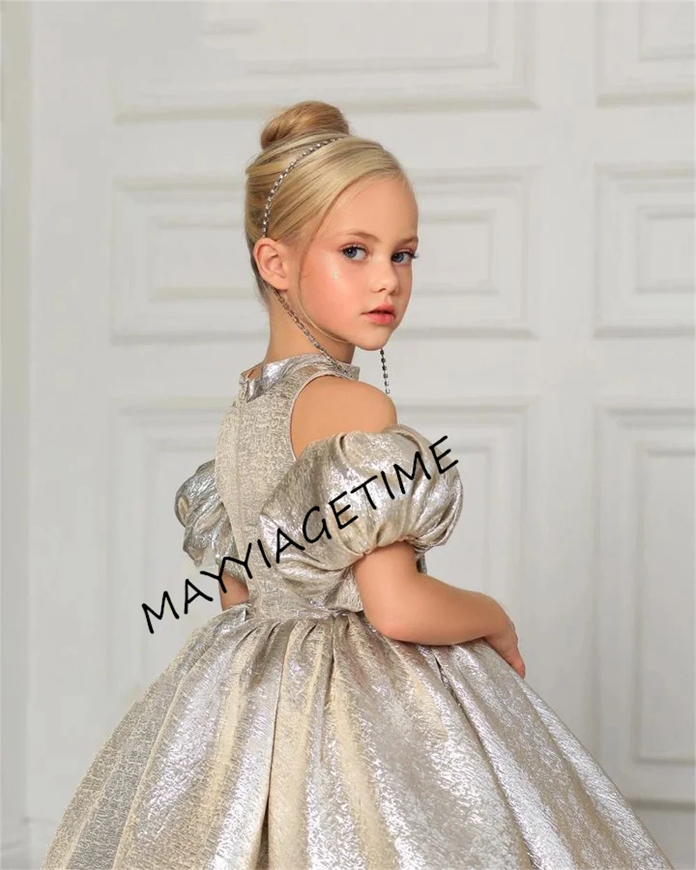 Puffy Little Girl Dress Gardenwed Princess Dress Baby Girl Dresses Flower Girl Dresses Bow Satin First Communion Bow