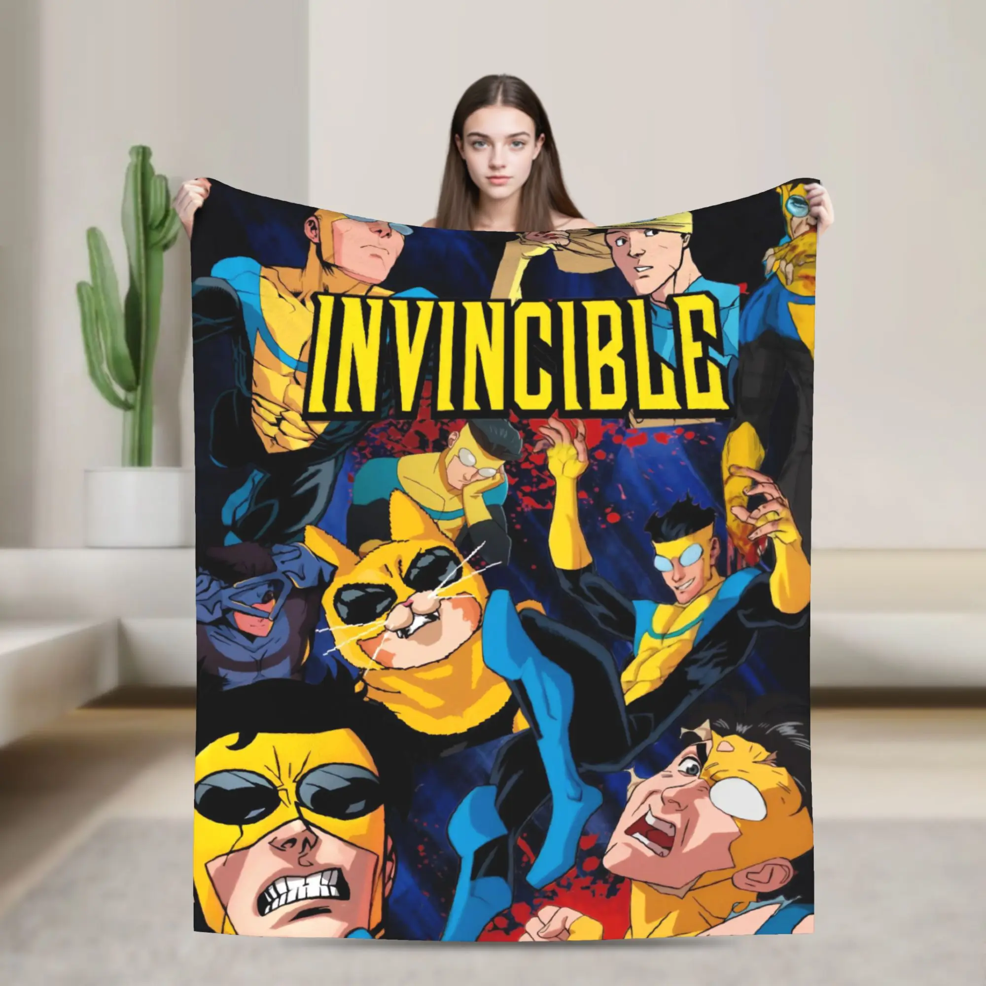 Funny Invincible Expressions Blanket Quality Soft Warm  Throw Blanket Autumn Travel Office Outdoor Novelty Bedspread