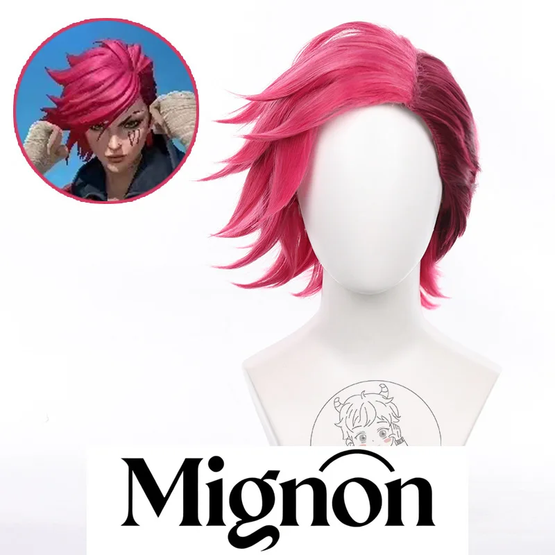 

Парик для косплея Arcane Vi Piltover Enforcer, колючие короткие волосы, подарок на Хэллоуин