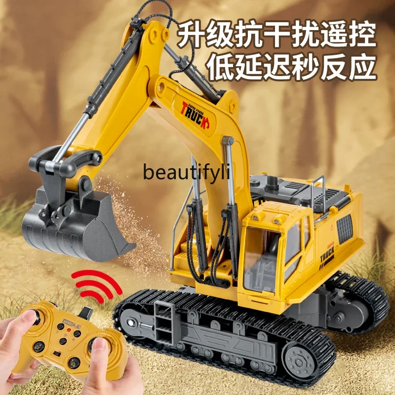 Large alloy excavator children's remote control toy car boy electric car construction vehicle baby gift