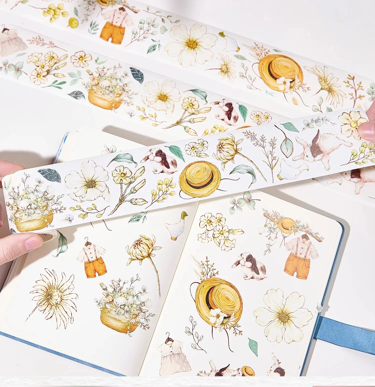 41 WT Flower and Rabbit Design Washi Die Cut 6cmX100cm Scrapbooking Journal Washi Tape Sample for Stationery Sticker