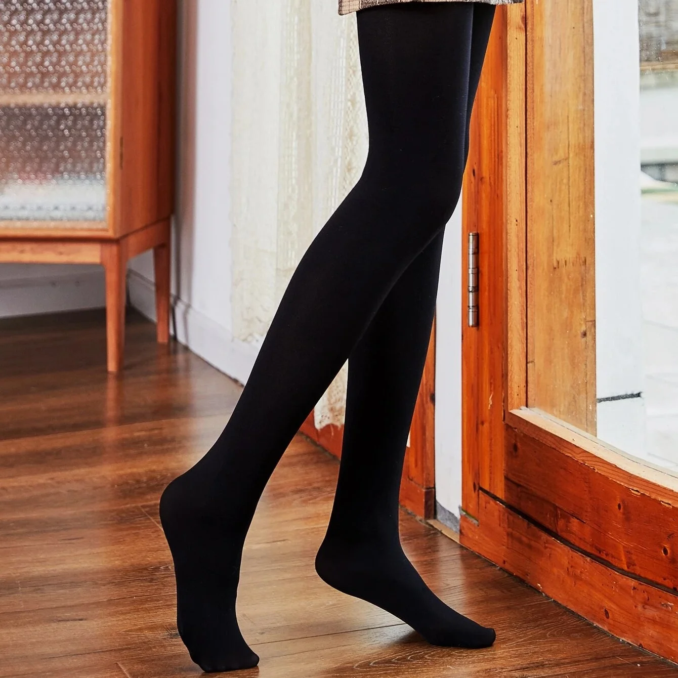 ถุงน่องผ้าไหมกำมะหยี่กางเกงคละสีแข็งกระชับสัดส่วนกันตะขอ1ชิ้น