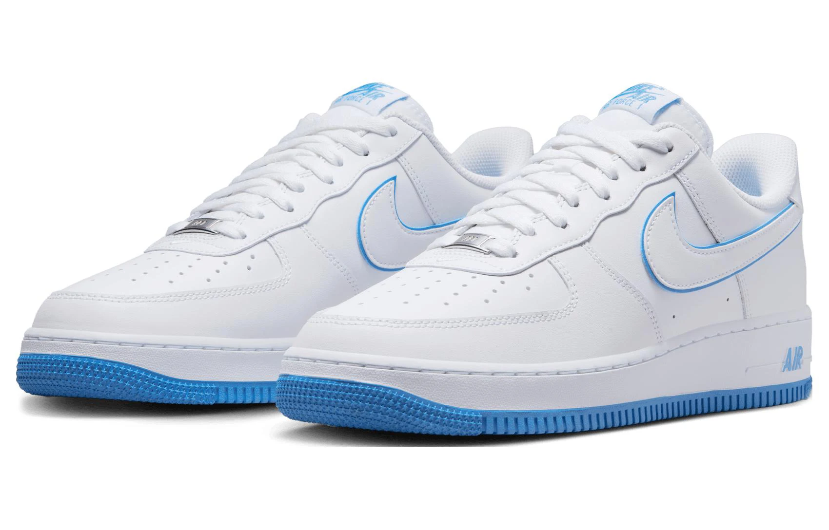 Tênis Nike Air Force 1, Sapatos Azul Universitário Branco, '07