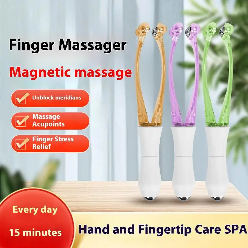 Finger Massager Roller Magnetic Bead Dual Head Massager For Hand Joint Tiger Mouth Acupoint Fatigue Inflammation Meridian Clamp