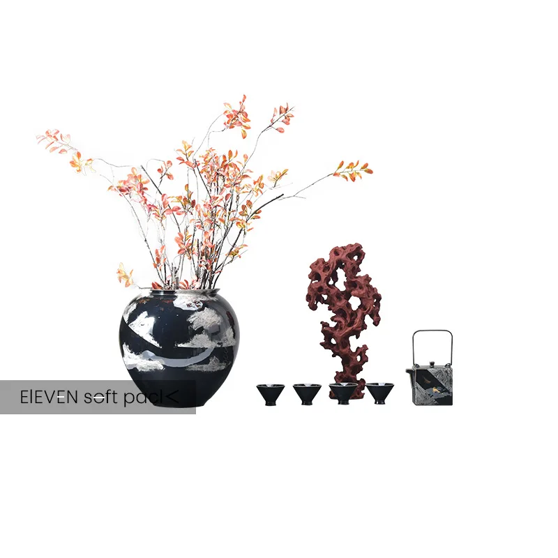 New Chinese style hand-painted ink ceramic vase decorations for study, desk, coffee table, tea room, classical tea set combinati