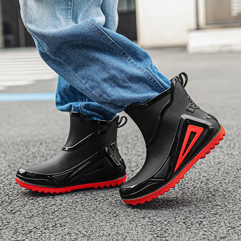 YISHEN Rain Boots Child Girls Boys Ankle Rain Boots Waterproof Kids Water Shoes Students Teenagers Rubber Shoes Botas De lluvia