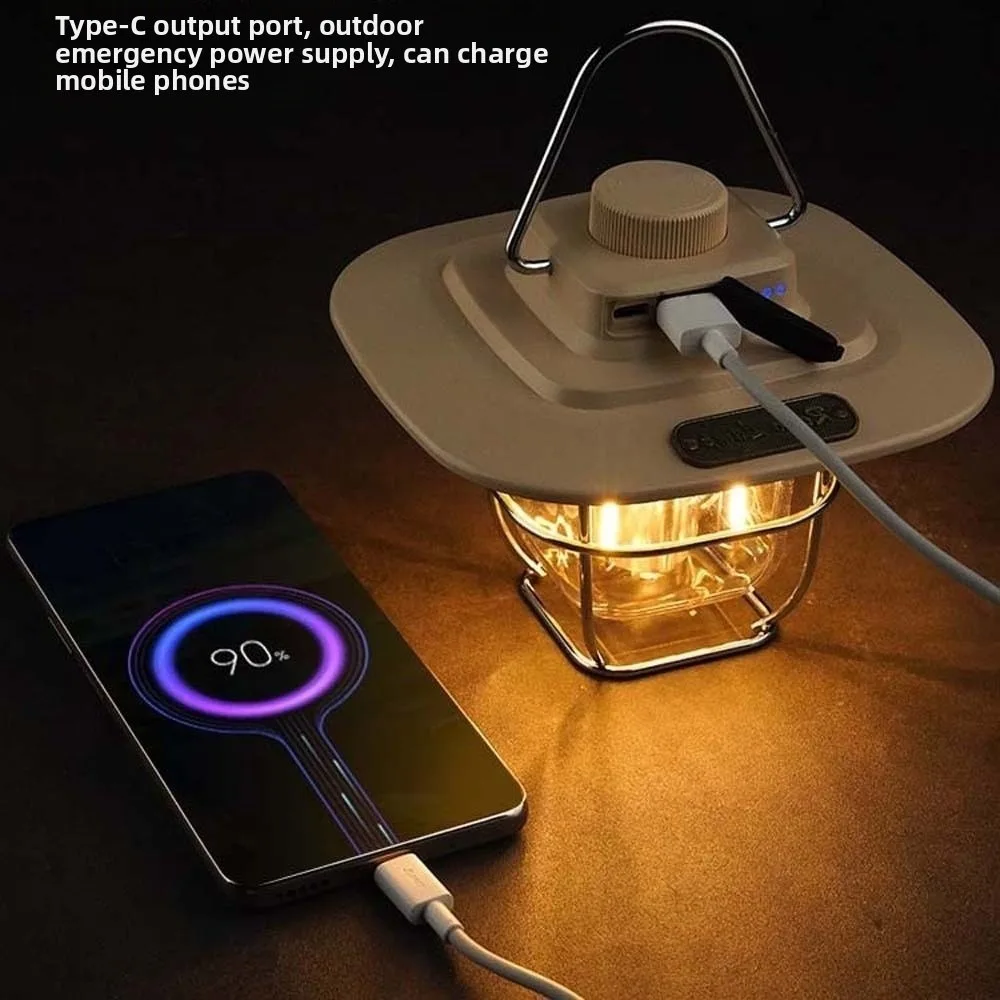 

Подвесной ретро фонарь для кемпинга, водонепроницаемый аккумулятор 2000 мАч, лампа для палатки, яркие аварийные фонари для выживания с регулируемой яркостью, парк