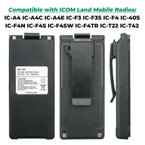 

NEW 9.6v 1100mAh NI-MH Battery Pack BP-195 for Radio Walkie Talkie ICOM IC-T22 IC-T42 IC-A4 IC-F4 Two Way Radio