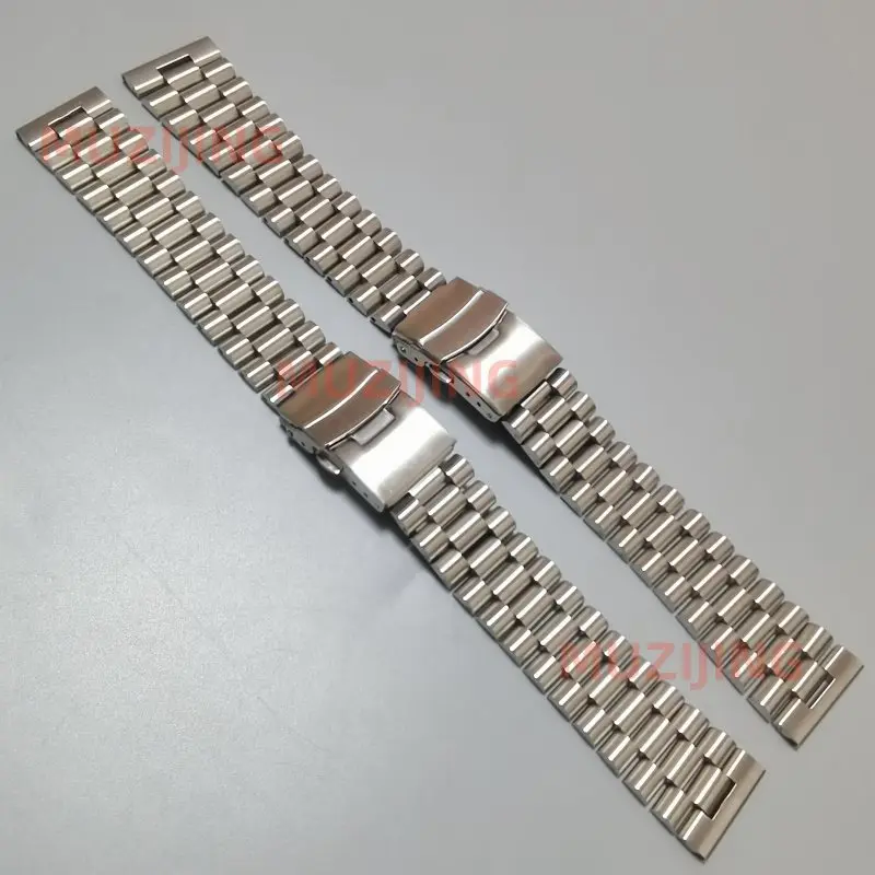 Universal Straight End 18mm 20mm 22mm 316L Stainless Steel Silver President Watch Band Strap Braceelt Fit for RLX SKX Watch