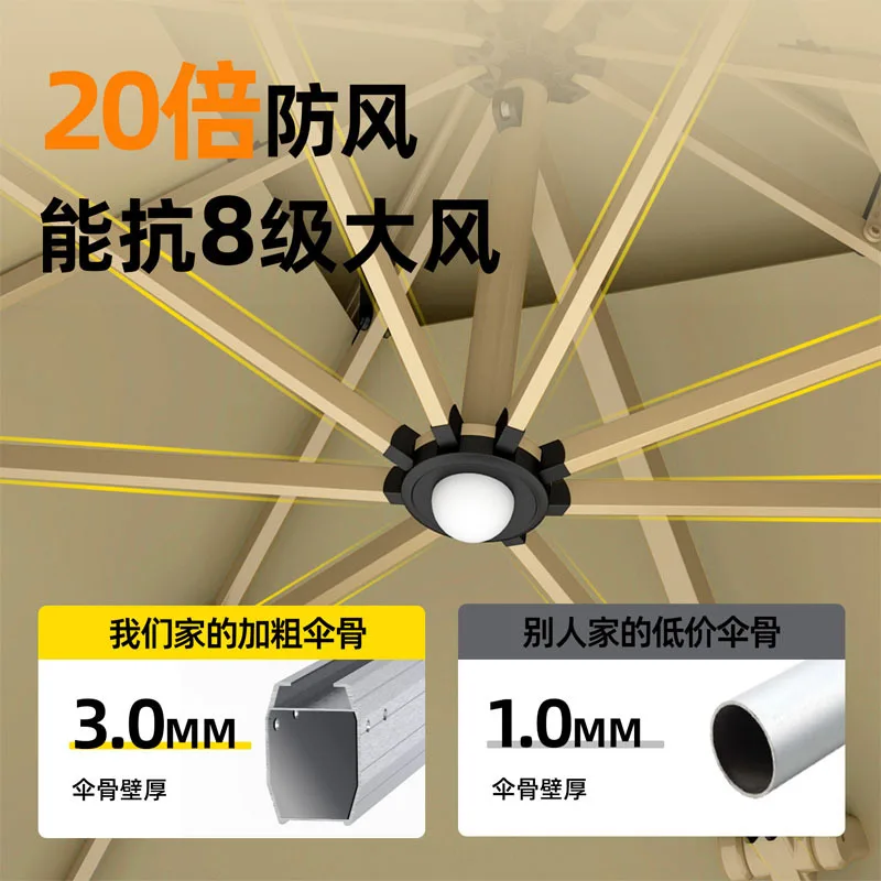 Factory Home Four Large Outdoor Parasols One Umbrella Covers Multiple Areas B & B Courtyard Commercial With Solar Lights