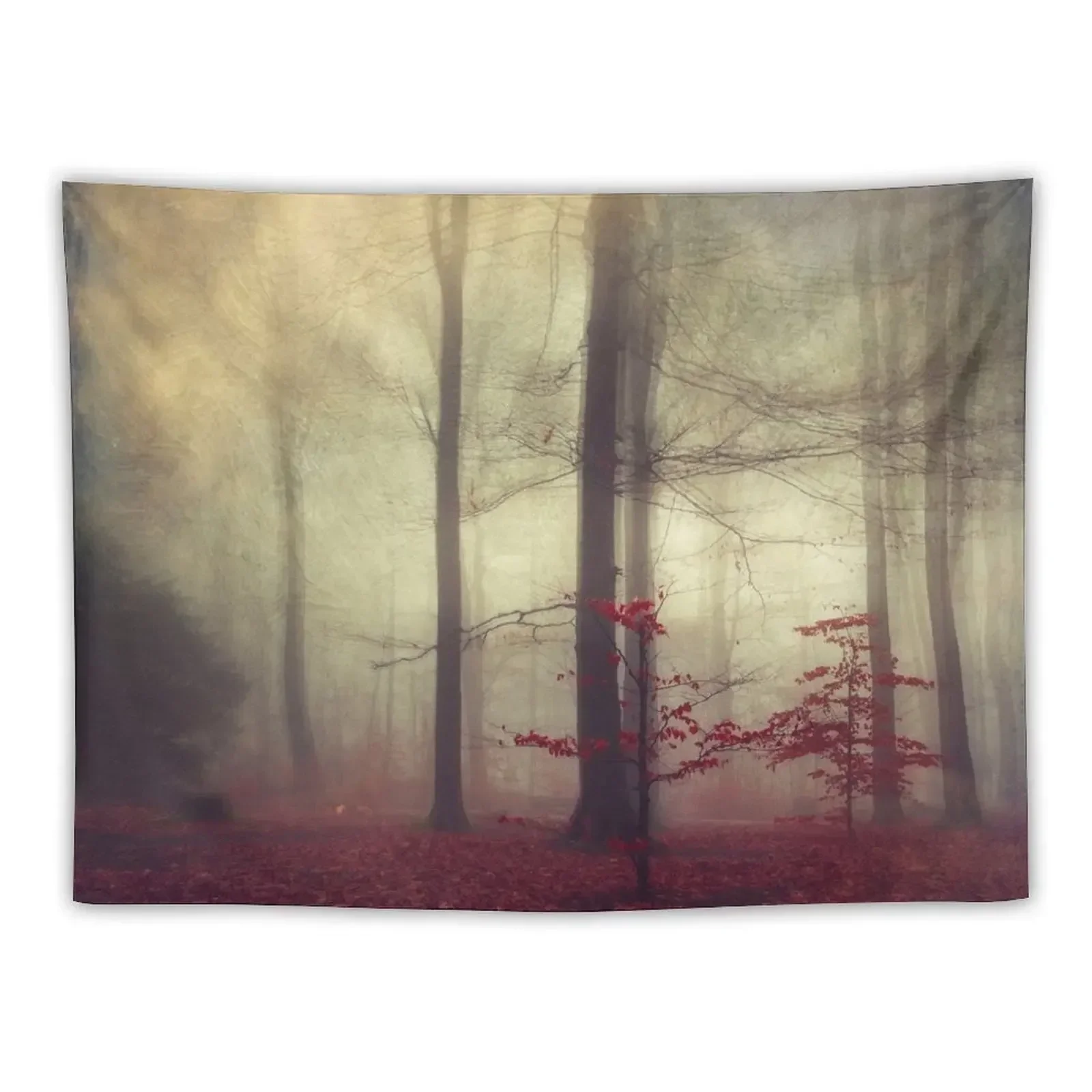 

Little Red Trees - Foggy Forest Tapestry Aesthetic Room Decorations Home Decor Accessories Christmas Decoration Tapestry