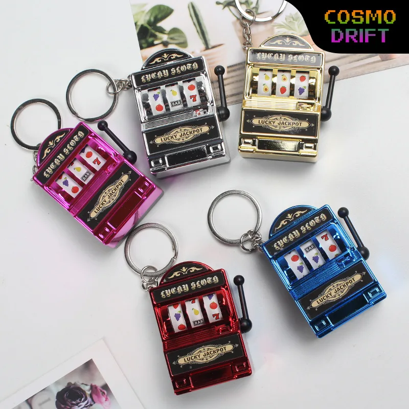

New Fruit Slot Machine Keychain New Electroplated Retro Mini Crank Stress Relief Fidget Toy Bag Purse Pendant For Kids Adults