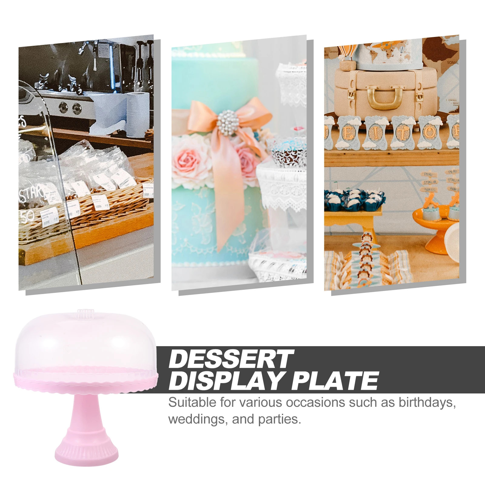 

Cake Display Stand Holder with Lid White Serving Platters Dessert Cupcake Storage