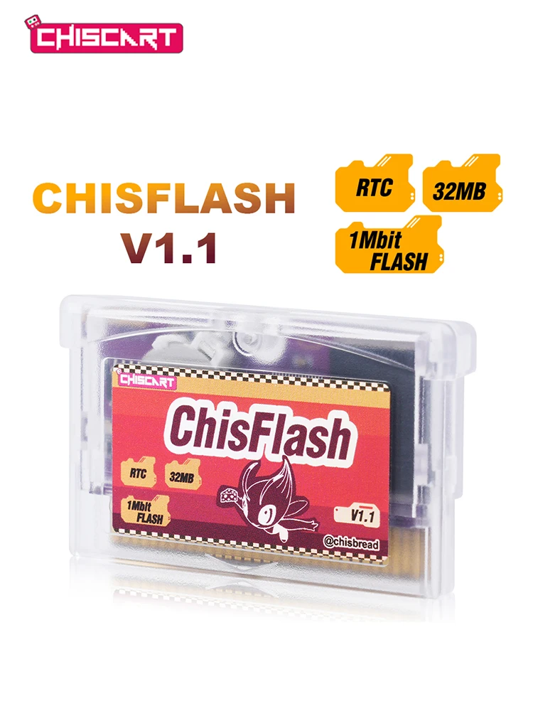 ChisFlash V1.1 RTC Edition Spielmodul-Lesegerät Kompatibel mit Nintendo GBA / GBA SP / GB Micro / DS / DS Lite / Game Boy Player Konsole