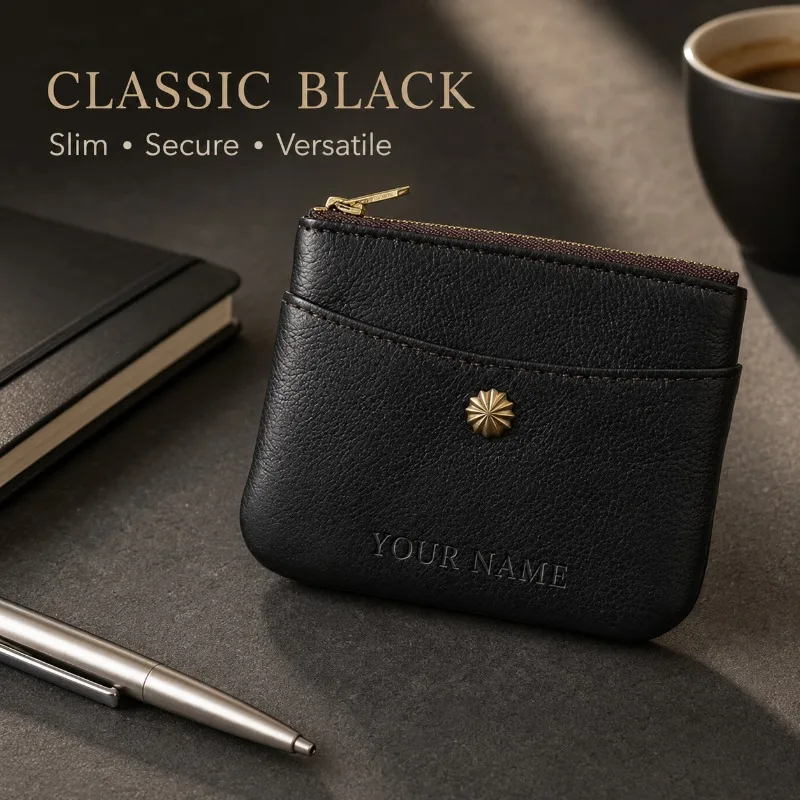 Handmade Genuine Leather Wallet Men Short Bifold Card Holder Vegetable Tanned Cowhide Vintage Coin Purse Personalized Engraving