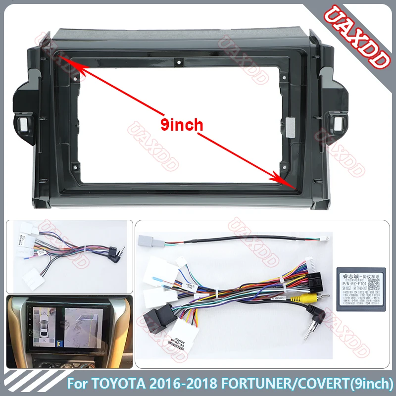 For TOYOTA 2016-2018 FORTUNER COVERTH9INCH Car CD Radio Android Stereo audio screen video player navigation cables Harness frame