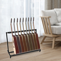 Freestanding Guitar Rack for 9 Guitars, Iron Construction with Adjustable Foot Pads and Protective Sponge Sleeves for Safe