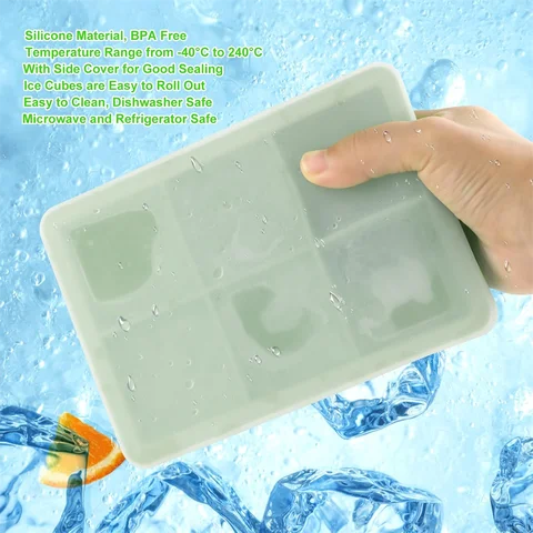 Stor isbitsform med lock, stapelbar stor silikon fyrkantig isbitsform för whiskycocktails bourbonsoppa godsaker, BPA-fri 10 best sales stor isbit - №3