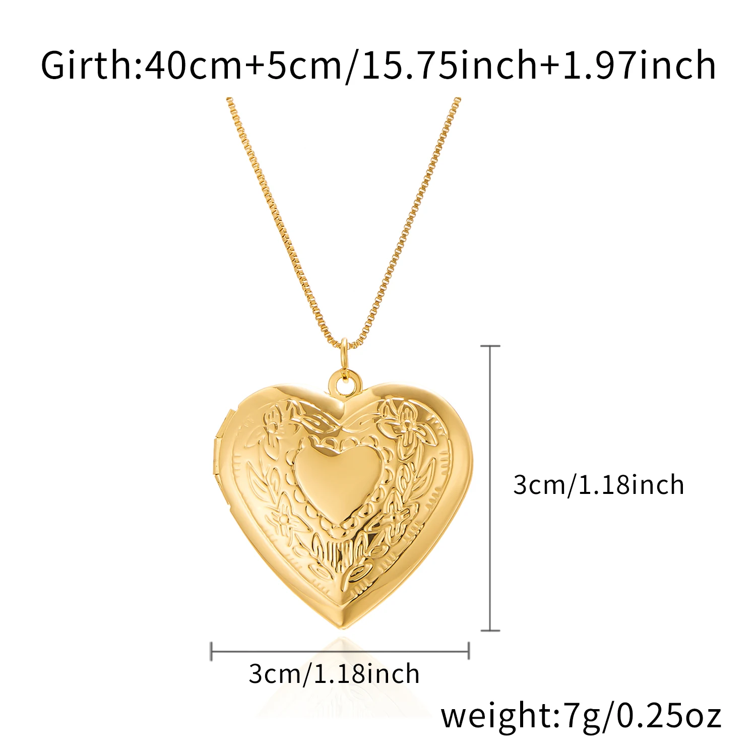 Vintage-Halskette mit geschnitztem Herz-Medaillon in Goldfarbe für Frauen, personalisierter Foto-Anhänger, romantisches, ästhetisches Valentins-Schmuckgeschenk – Detail 11