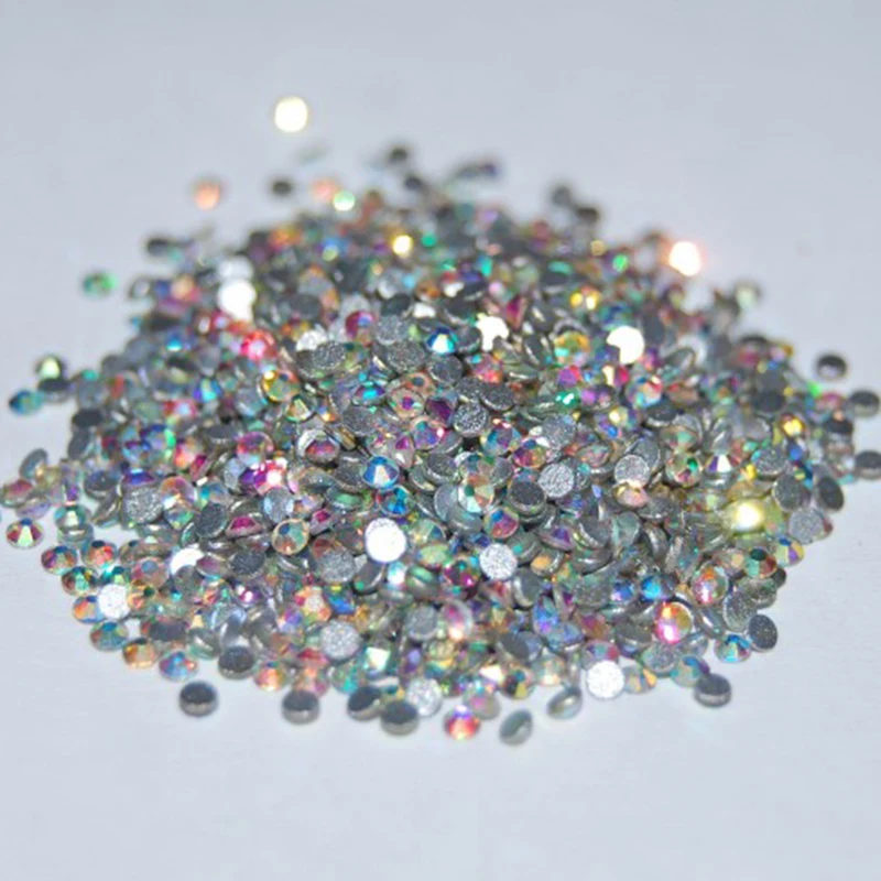 1440pcs AB/Clear Super Glitter Rhinestone ss3-ss16 Flat-Back Non HotFix 3D Glass Nail Art DIY Round Crystal Manicure Diamond &*1