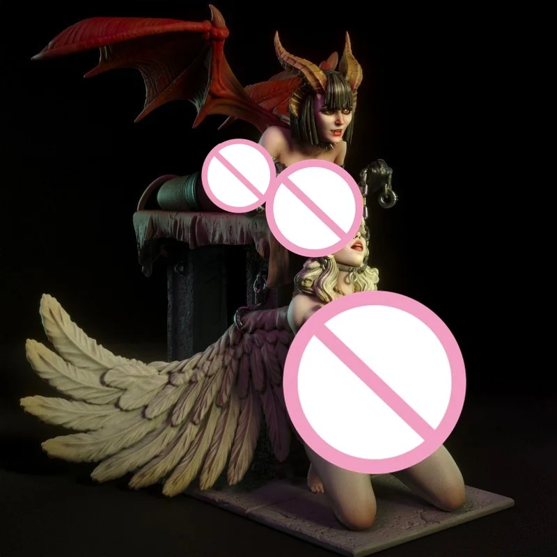 

1/24 75mm Scale Resin Figure Model Kit Devil And Angel Unpainted Diy Toys