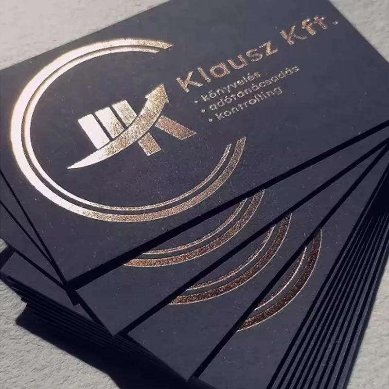 Custom Logo Luxury Embossed Relief Gold Foil Business Card UV Printing Personalized Design Thank You Card
