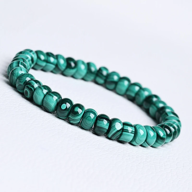 Bracelet With Natural Malachite Disc And Abacus Beads, Multi-Layered Pattern, Style Jewelry