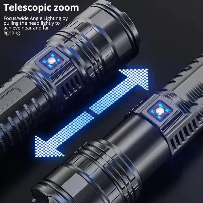 Tactical Flashlight Long Range Very Powerful Torch Work Light Rechargeable Powerful Rechargeable Led Flashlights High Power Lamp