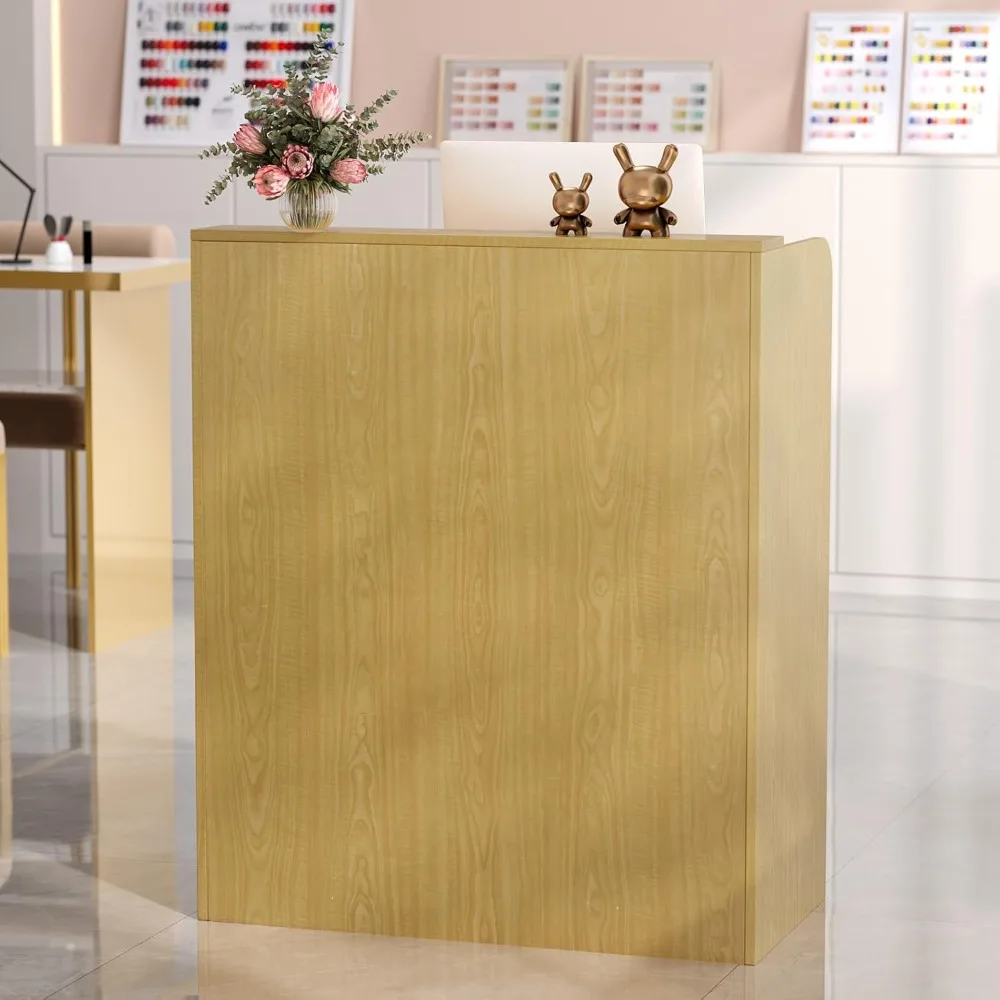 مكتب استقبال مع عداد، مكتب أمامي صغير مع درج قابل للقفل، طاولة استقبال خشبية حديثة لمكتب ردهة الصالون H #4