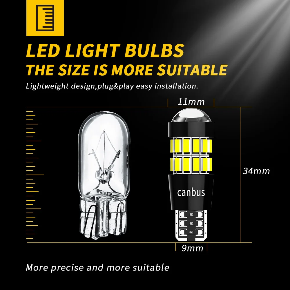 DXZ 2 adet W5W T10 LED ampuller Lens 30SMD 12V WY5W Canbus araba gümrükleme iç kubbe park sinyal ışığı BMW Audi Mercedes için