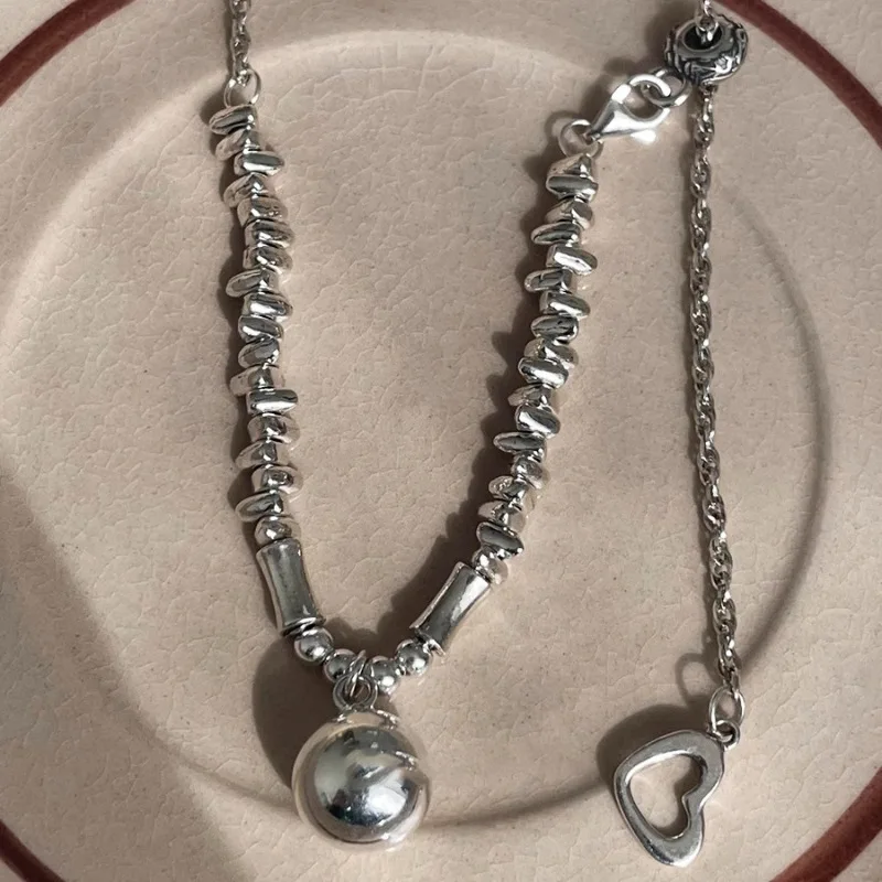 PANJBJ 925 Sterling Silber Unregelmäßige Shell Halskette für Frauen Minimalismus Mode Design Trend Süße Schmuck Geschenk Dropshipping – Detail 33