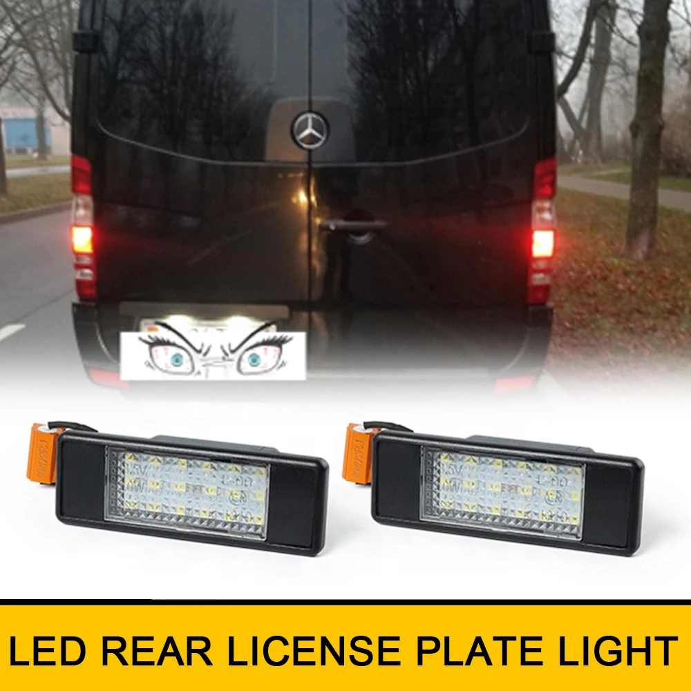 2x LED Rear License Plate Lights Canbus No Error For Mercedes-Benz Vito Viano W639 Sprinter W906 06-18 OEM #A6398200156