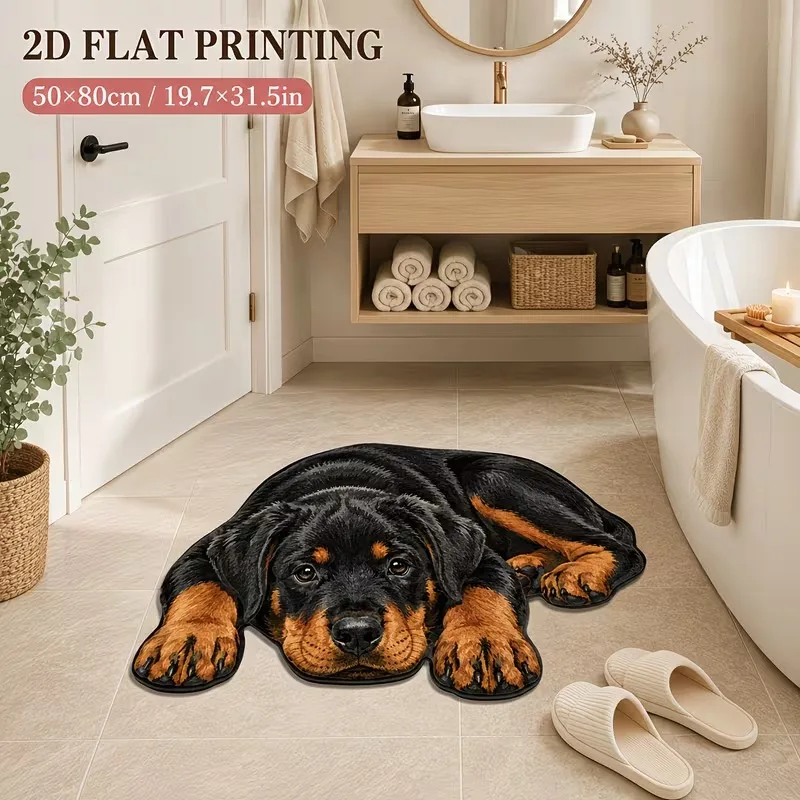 VIKAMA Cute Lying French Bulldog Rug Soft Plush Non Slip Entryway Mat Bedside Rug for Bedroom Washable Cozy Living Room Decor