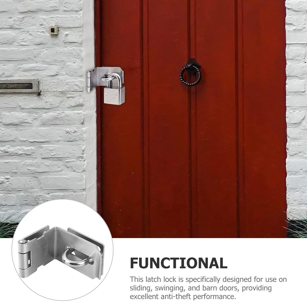 

Heavy Duty 4 Inch 90 Degree Stainless Steel Door Latch for Garage Barn Pool Gate Locking System Slide Latch Padlock Compatible