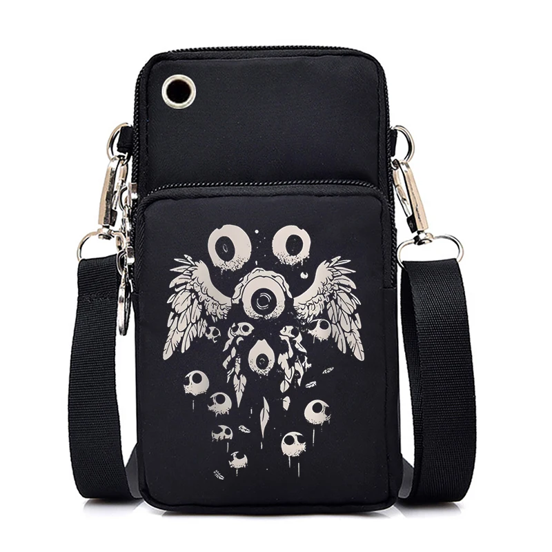 Psychedelic Cat Small Crossbody Bag Women Men Gothic Fashion Zipper Shoulder Bag Purse Punk Grunge Kitten Mini Mobile Phone Bag