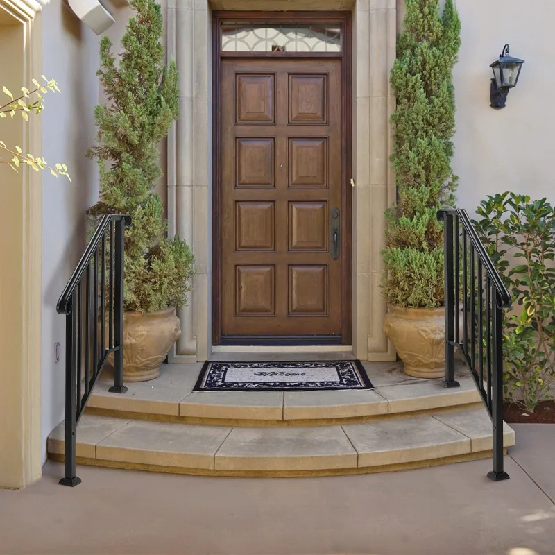 Matte Black Outdoor 2-Step Iron Handrail （same as 82359152）