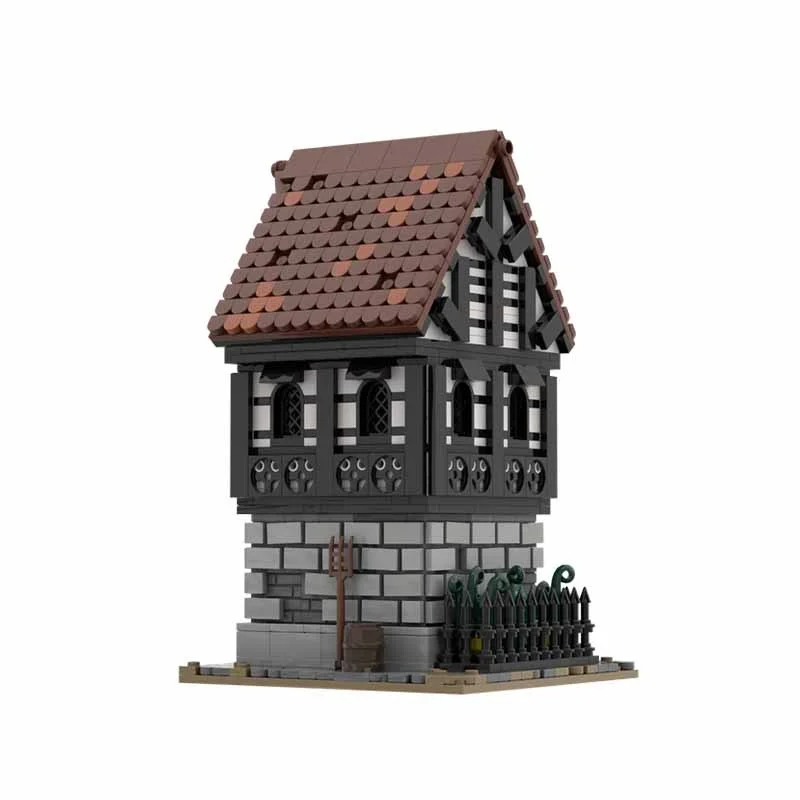 1259 Uds. MOC casa de ciudad Medieval modelo castado Juguetes de bloques de construcción construcción montar regalos de navidad Idea DIY educación