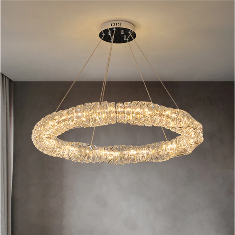 Modern Luxury Crystal LED Pendant Lamp Long Chandelier for Living Dining Room Bar Bedroom Home Decor Hanging Light Fix