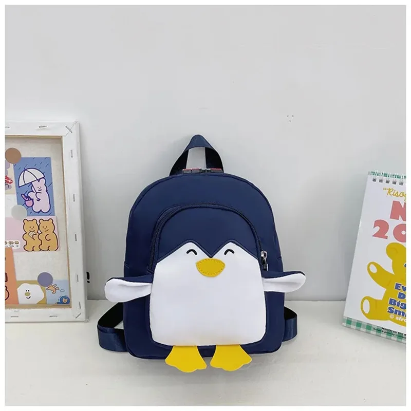 Cute Cartoon Penguin School Bag para crianças, Kindergarten Student Shoulder Bag, Canvas School Bags for Kids